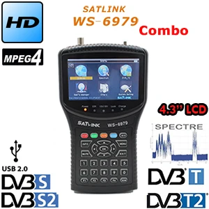 Satlink WS-6979 original DVB-S2&DVB-T2 MPEG4 COMBO + Spectrum Satellite Meter Finder ws-6950hd sat finder ws6979 meter