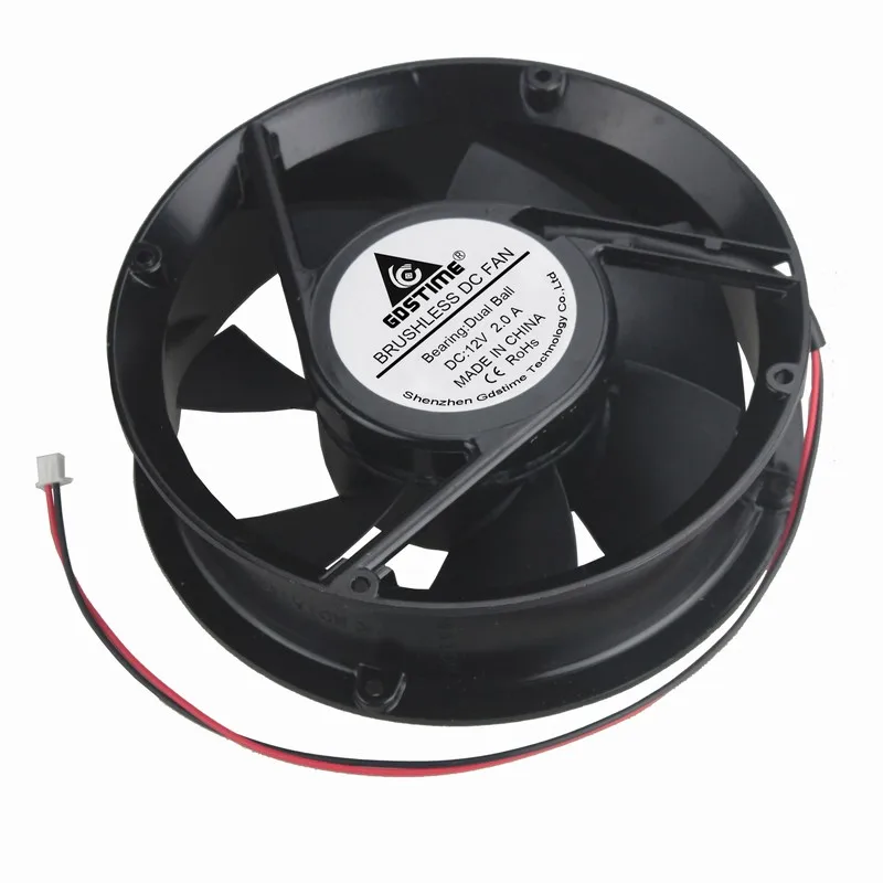 Gdstime-듀얼 볼 12V 금속 기계 케이스, 17cm 17251 172mm x 51mm DC 냉각 팬, 170mm x 50mm 원형 모터 쿨러, 1 개