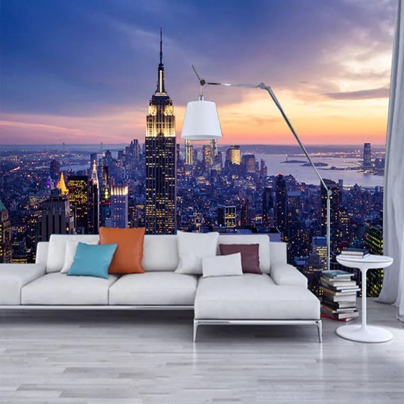 Foto Tapete Moderne New York Stadt Nacht Landschaft Wand Tuch Wandbild Wohnzimmer Schlafzimmer Home Decor Wand Abdeckt 3D Wand papier