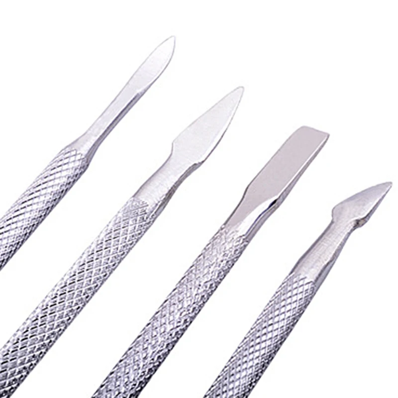 4pcs Dual Head Nail Cuticle Pusher Stainless Steel Nail Cuticle Pusher Remover Dead Skin Push Manicure Nail Care Tool