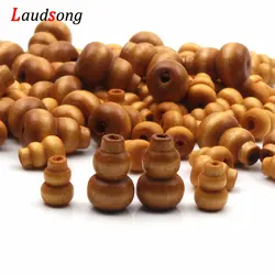 50pcs Natural Wood Coffee Color Gourd Wooden Beads For Jewelry Making Fit Necklace Bracelet Interface Beaded