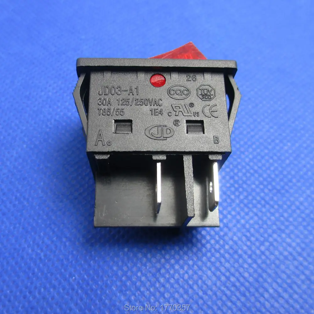 1pcs waterproof rocker Switch 4 pin 30A 250V high power big current special for welding machine  perforate 30 x 22 mm with light