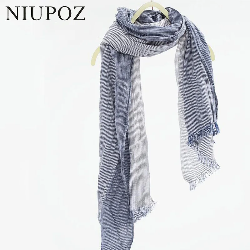 Wholesale Brand Winter Cotton Scarf Women Warm Soft Tassel Bufandas Gradient Striped Unisex Long Shawl&Wrap M193