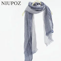 Wholesale Brand Winter Cotton Scarf Women Warm Soft Tassel Bufandas Gradient Striped Unisex Long Shawl&Wrap M193