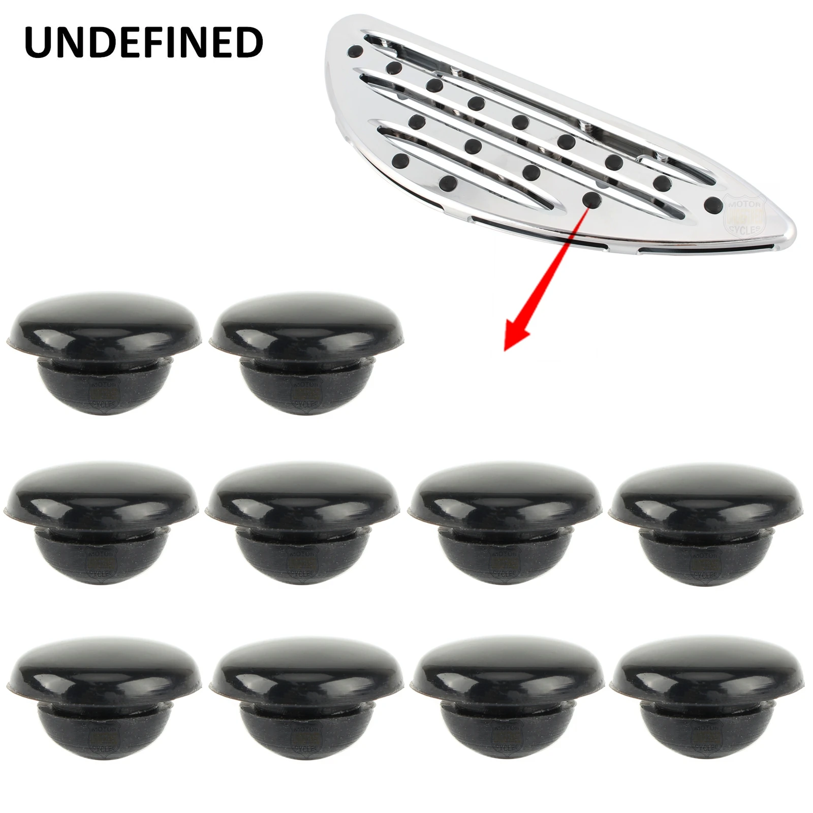 10 Pcs Motorbike Parts Rubber Insert Pads Skidproof Pad For Harley Touring Black Cut Floorboards 1986-2021