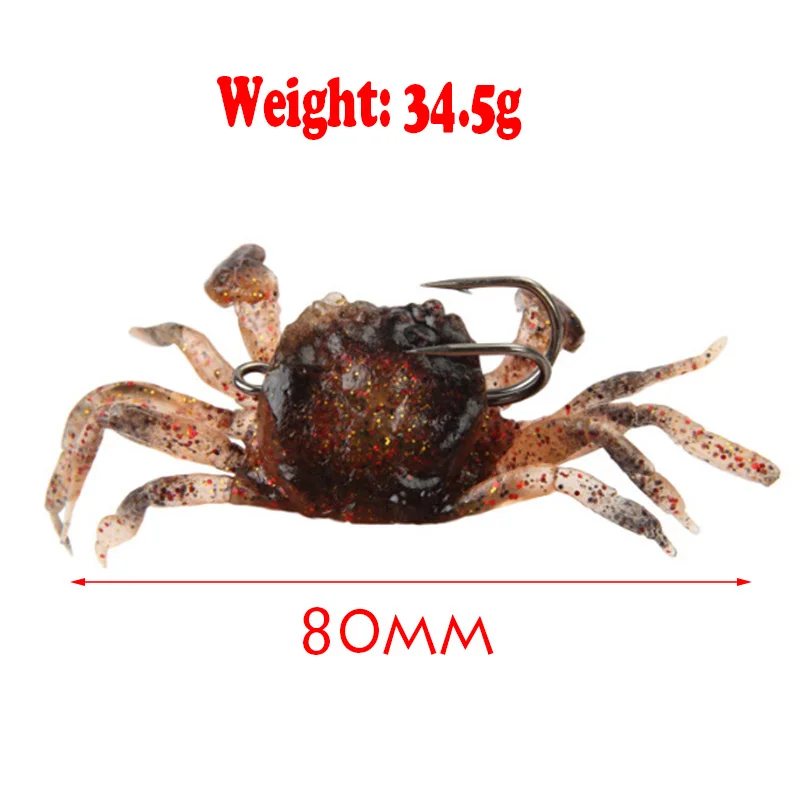 1Pcs Soft Fishing Lures 8cm 35g Artificial Bait Crab with Sharp Hooks, Jigging Lure Sea Creature Tackle Fake Bait For fishing
