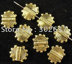 

FREE SHIPPING 360pcs Antiqued gold plt spiral gear spacer beads A670G