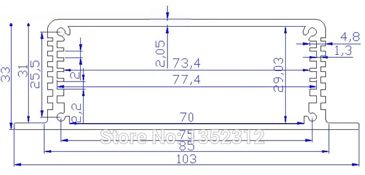 One pcs 103*33*120mm aluminum project for electronic power amplifier case PCB shell housing DIY aluminum control switch case