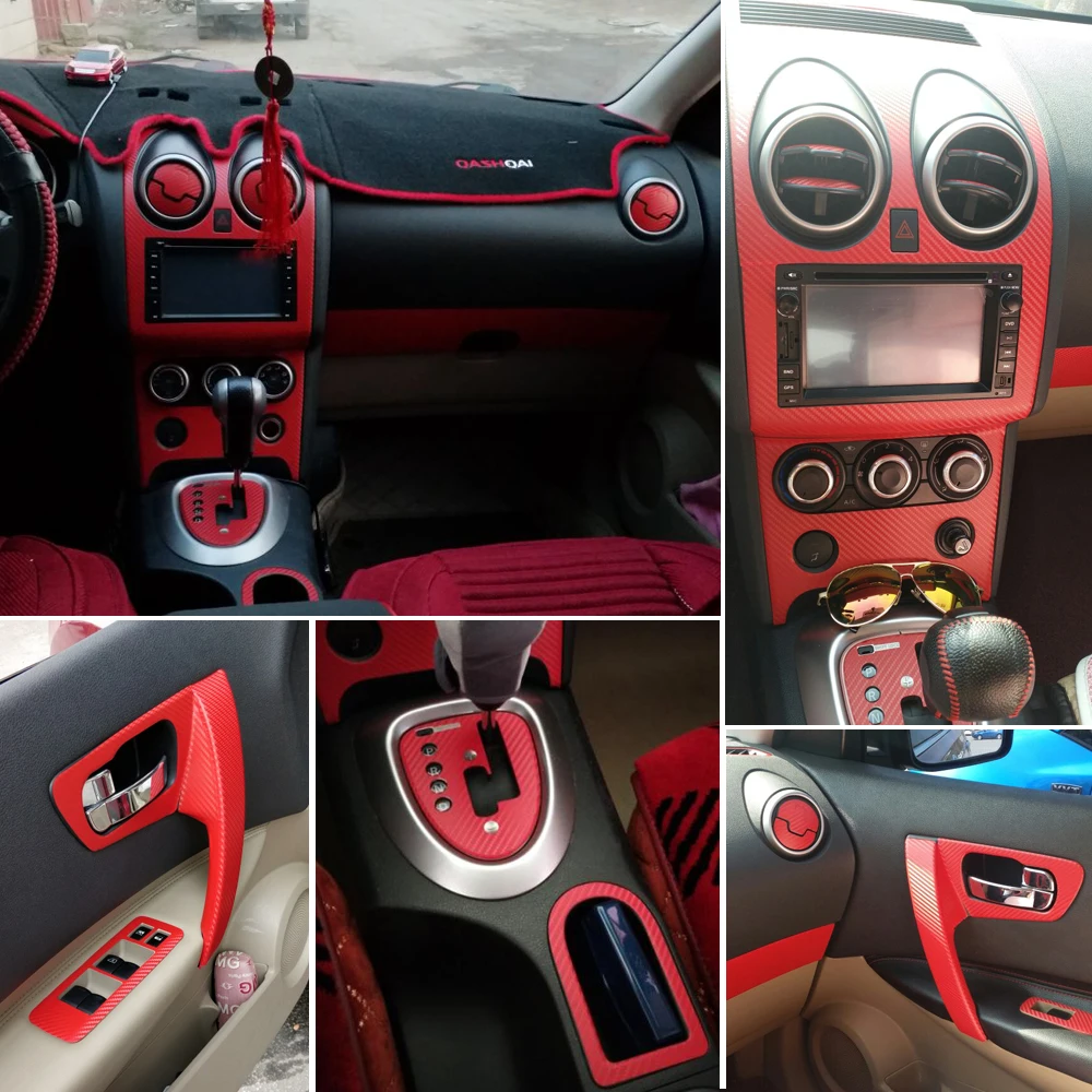 Car-Styling 3D/5D Carbon Fiber Car Interior Center Console Color Change Molding Sticker Decals For Nissan Qashqai 2006-2015 J10