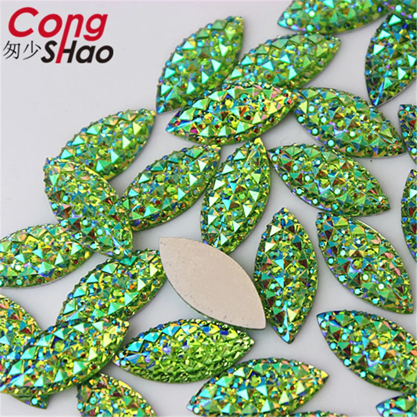 Cong Shao 200PCS  9*20mm Horse eye AB Colorful flatback Resin Rhinestone stones and crystals DIY Clothes Decoration Craft CS190