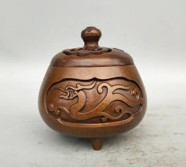 

Collection archaize red copper carving dragon Incense burner stutue