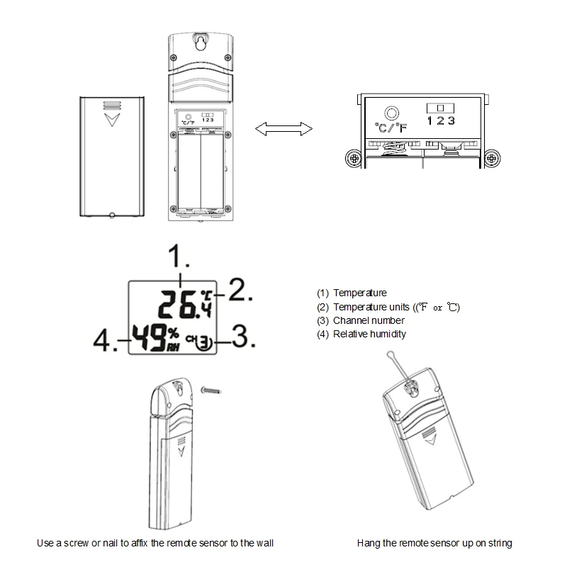 3 Channel Weather Station Outdoor Wireless Sensor Digital Hygrometer Thermometer Accessory Match for 2810 2800U Indoor Receiver