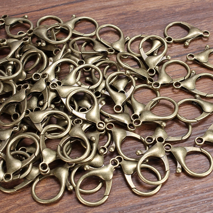 

30pcs/lot Large Heart Antique Bronze Lobster Buckle Claw Clasp Clips Snap Hooks For Bag Keychain Necklace Jewelry Making Diy