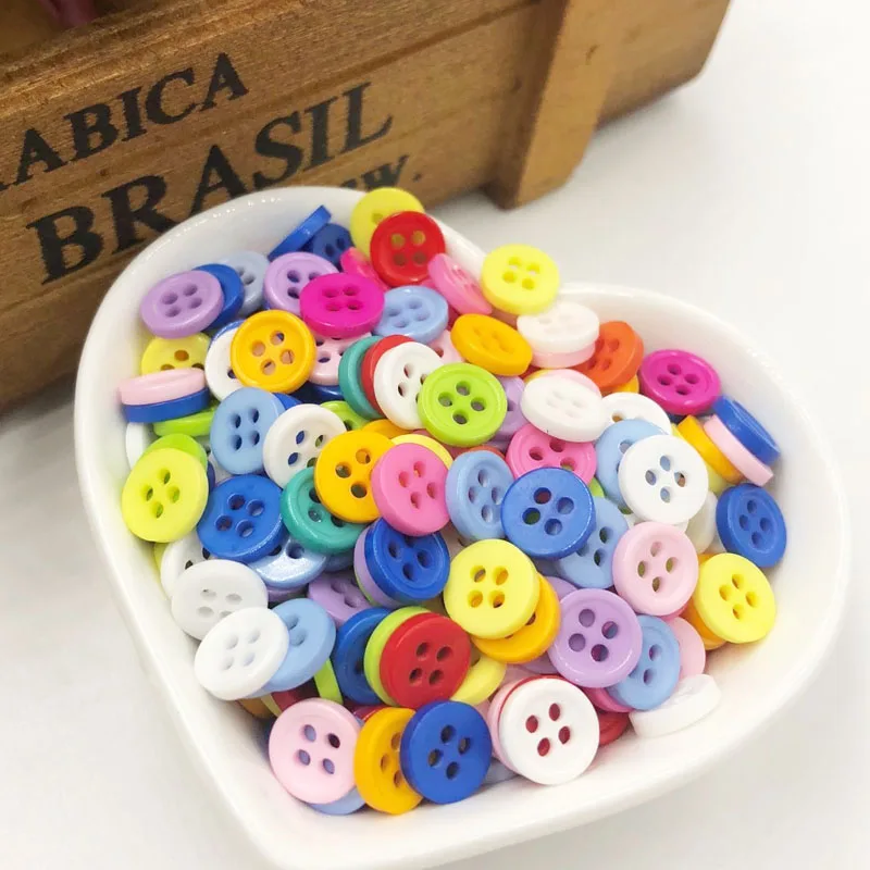 100/300/600Pcs/lot 4 Holes 8mm Mixed Color Resin Sewing Buttons Scrapbooking Knopf Garment Accessories Decorative Button PT86