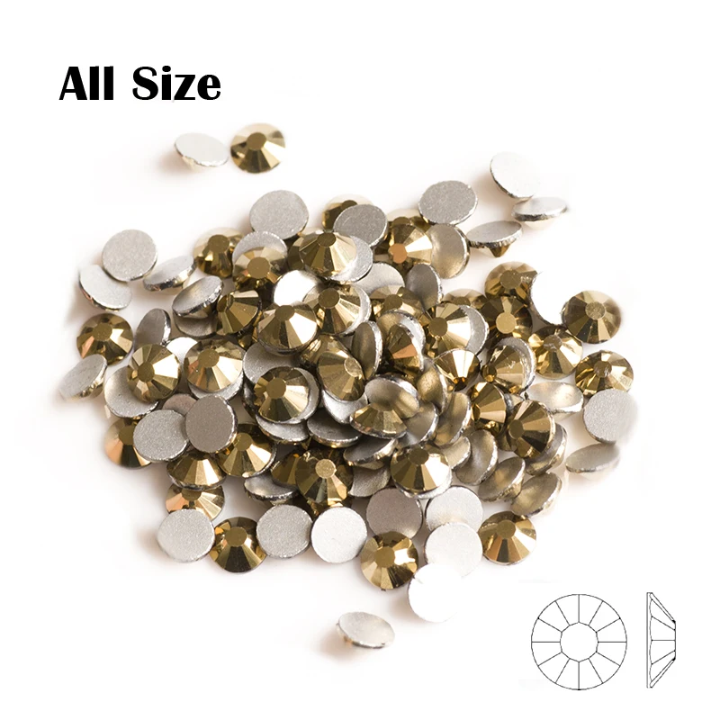 Yanruo Aurum All Sizes 2000NoHF Rhinestones Flatback Crystal Strass DIY Design Accessories For Nail Art Glitter Decorations