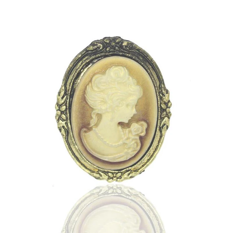 Vintage Bohemian Victorian Style Cameo Brooch Elegant Lady Scarf Beauty Head Brooch Pins Accessories AX001