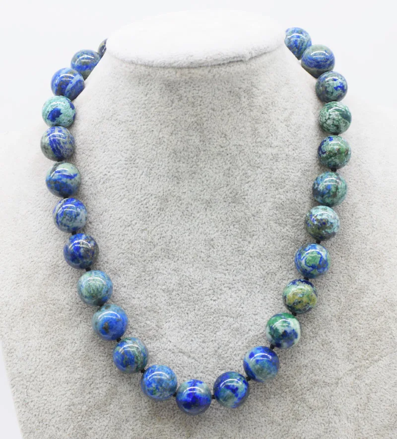 Lapis Lazuli Malachite round  blue green 10/12/14mm necklace   FPPJ wholesale beads nature 17inch beads wholesale