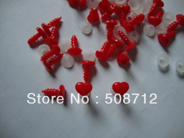 

fress ship!!!200pcs/lot 9x7.5mm Red color Heart KT Eye &Nose & mouth / safety eyes with PLASTIC lock-washers