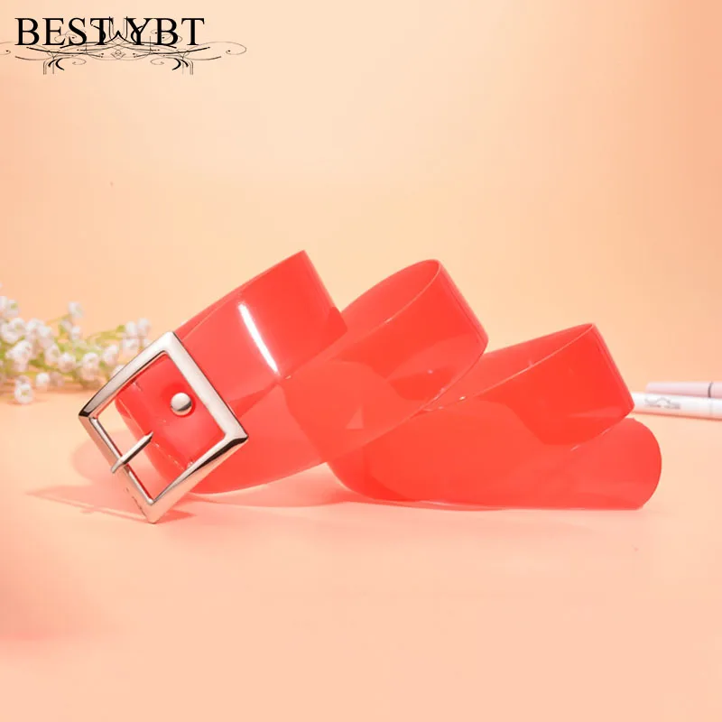 Best YBT Women Plastic Belt Alloy Pin Buckle Belt New Fashion Transparent Casual Simple High Quality Dress Decoration Women Belt