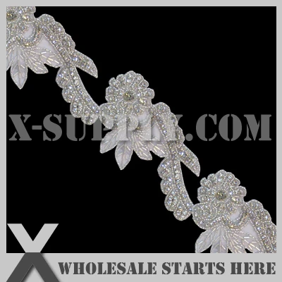 (6.5cm Width) Crystal Rhinestone Applique Trimming,X1-RAT1111