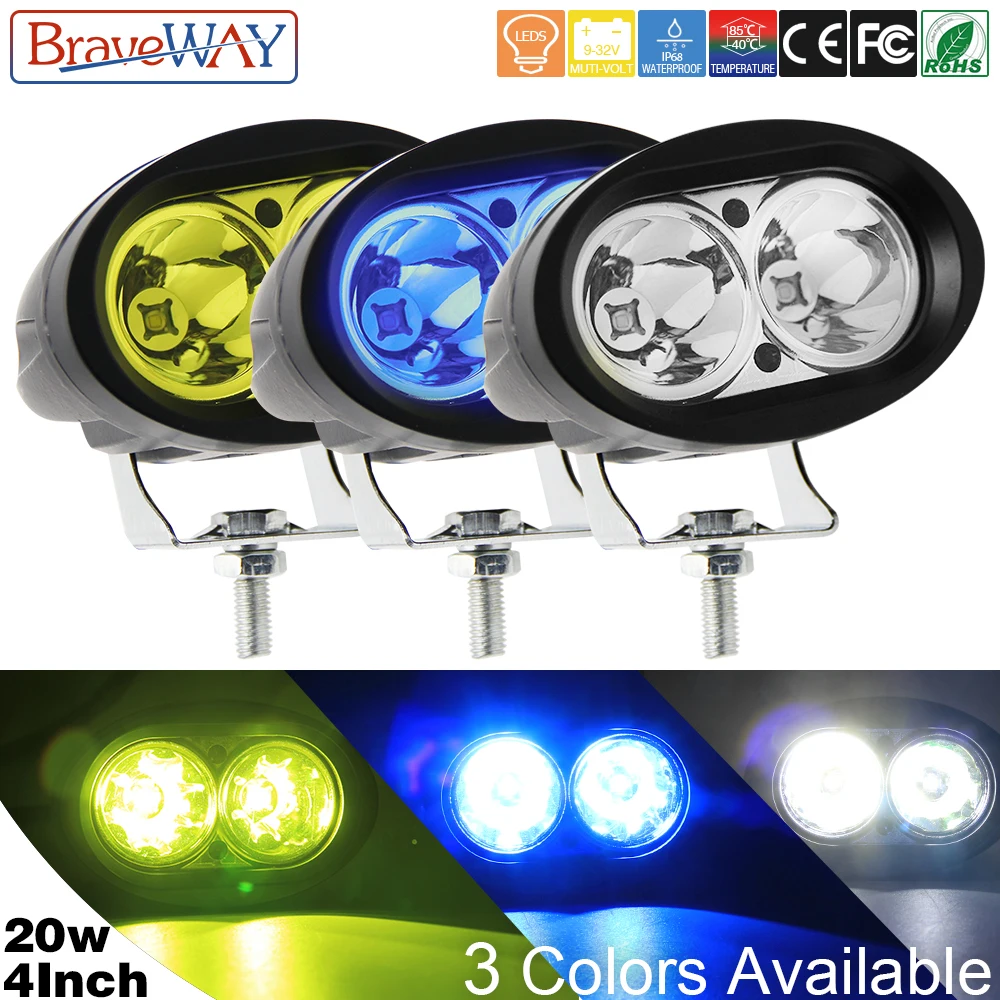 BraveWay 3.6 inch LED Work Light 12V 24V Motorcycle Offroad Car Truck Tractor Boat 4x4 SUV ATV Spot Flood LED Extra Light