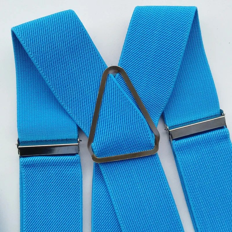 BD054-X-back Suspender Adjustable Elastic Strap Pants Braces for Men Women Boys Girls Fashion Accessories Clips on Light blue