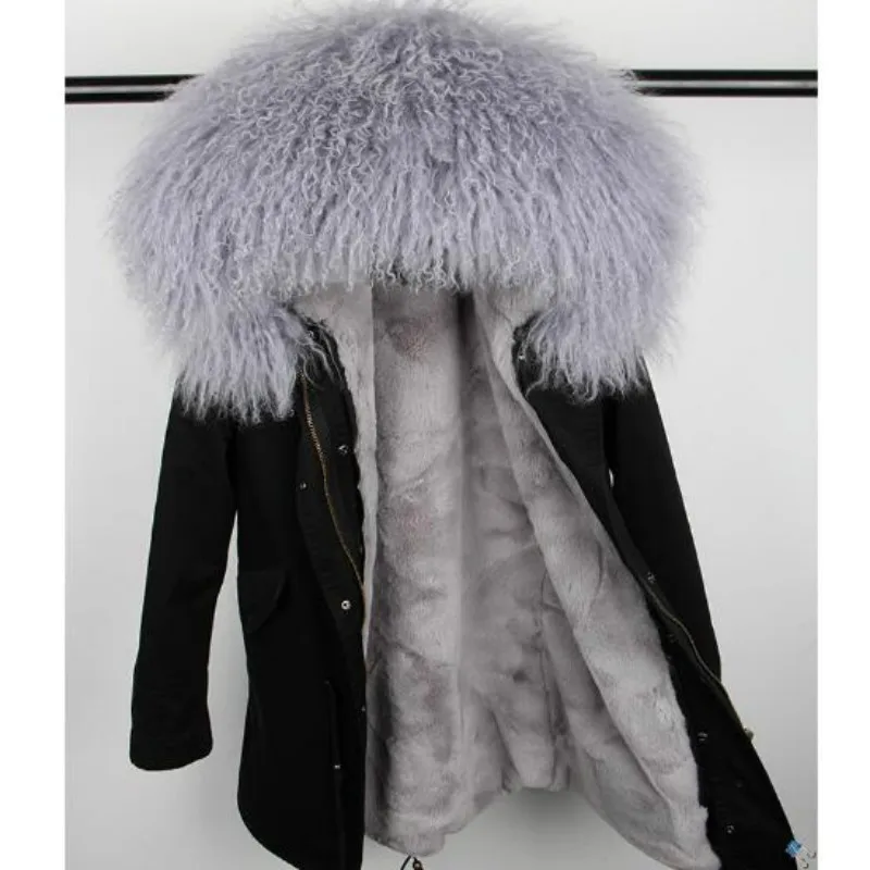 

women's winter new wool jacket Coat Fashionable Hooded Parkas Warm Coat Quality Female Winter coat natural fur Parka