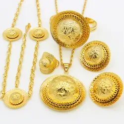 Adixyn New Ethiopian Wedding/Party Jewelry Sets Gold Color Jewelry Habesha African Traditional Festival Women Party Gifts