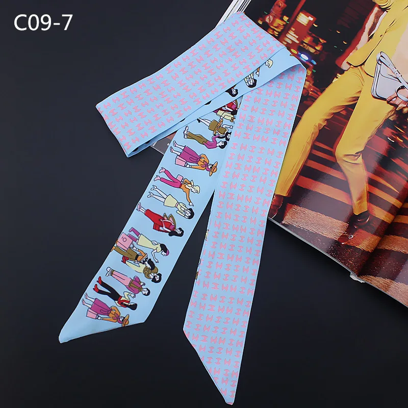 2018 Scarf New Design Paris holiday tied bag small ribbon Ms. twill silk scarves hair band head scarf