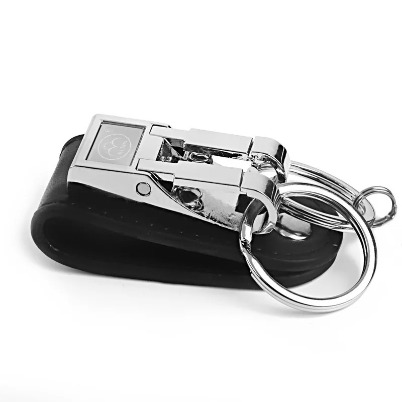 Black Brown Leather Belt Buckle Clip Random Color 2 Loops Key chain Fashion Simple Key Ring Holder Fashion For Men Hot Sale