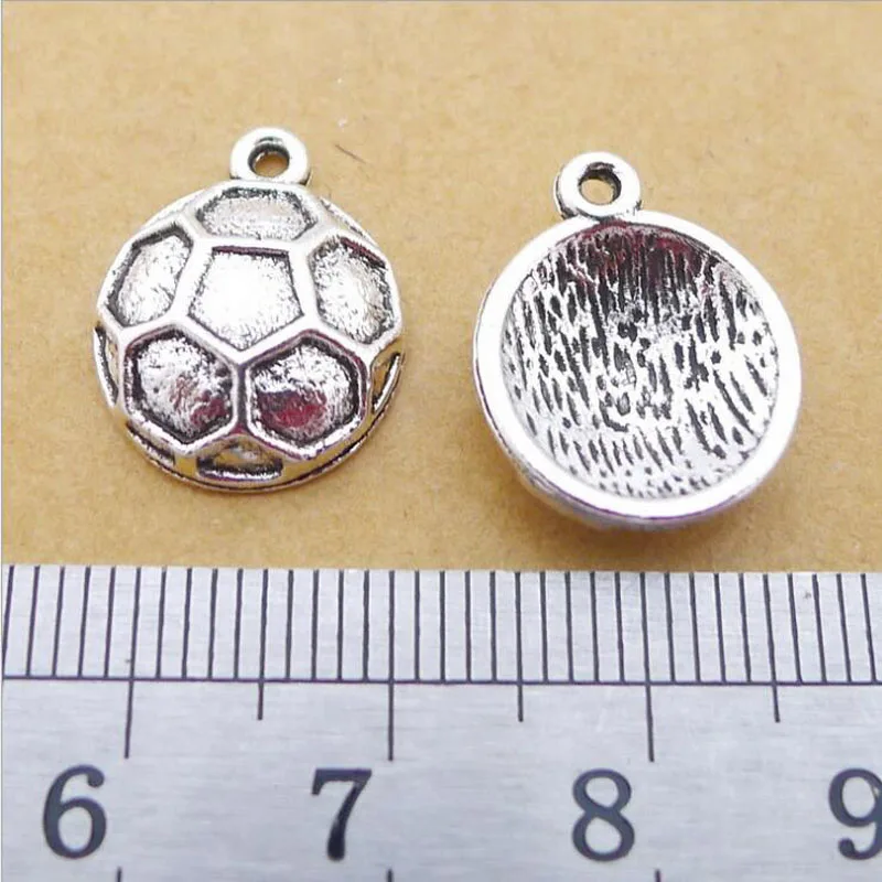 25pcs/lot  Alloy Charms Antique Silver Plated Alloy Football Charm Pendant Handmade Hanging Crafts 13x17mm