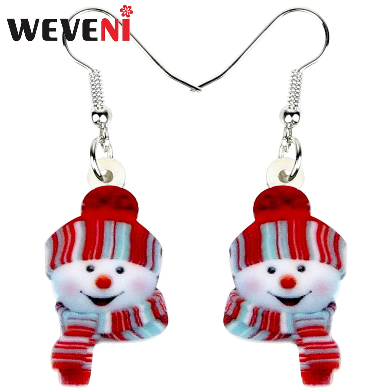 WEVENI Acrylic Cartoon Christmas Smile Snowman Earrings Drop Dangle Decoration Jewelry For Women Girl Gift Charms Ornaments 2018