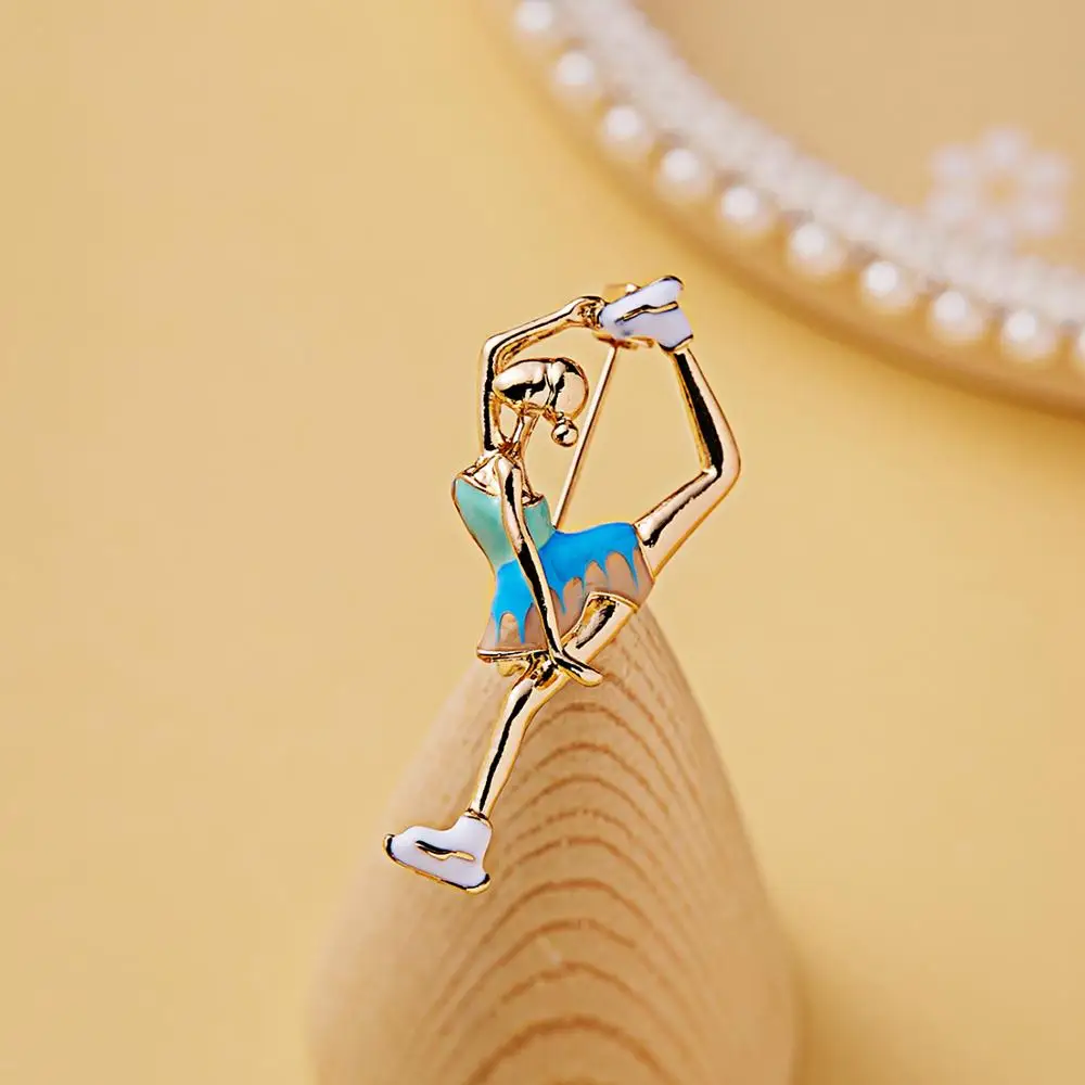 New Enamel Gymnast Practicing Gymnastics Ballet Dancer Girl Brooch Cute Dress Coat Brooch Women Fashion Jewelry Christmas Gift