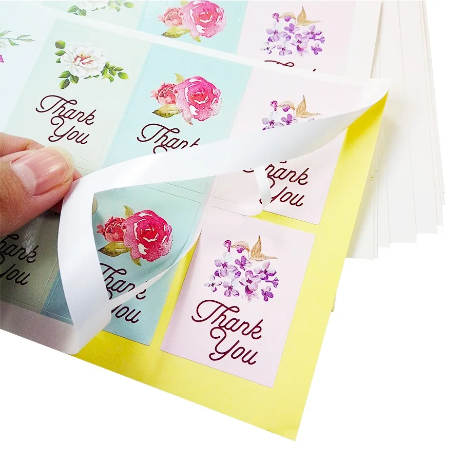 80 Pcs/lot Flower Design Label Sticker Thank You Scrapbooking Seal Sticker For Gifts 4 Color Label Cakes Paper Stickers