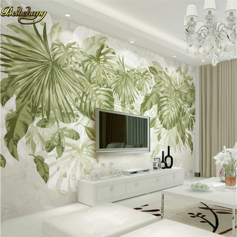 beibehang Green leafy plants Custom Mural Wallpaper Landscape Photo Wall paper Murals Living Room Bedroom wall papers home decor