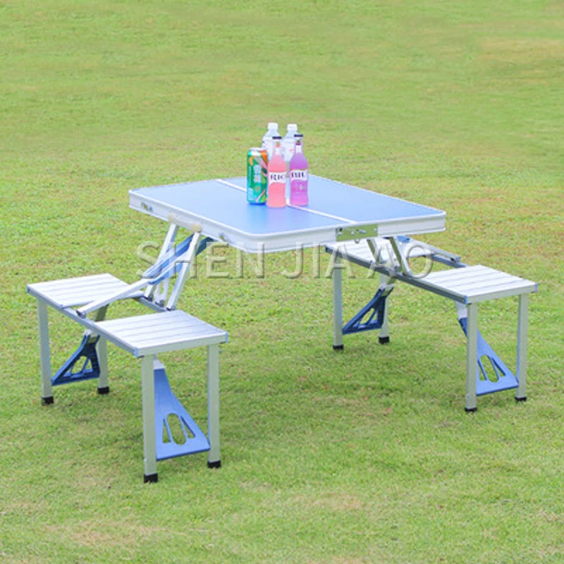 Outdoor Folding Table Aluminum Alloy Piece Table Portable Table And Chair Camping  Picnic Portable Combination Table And Chair