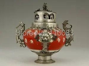 Vintage Handwork Teapot For Chinese Oriental PORCELAIN HANDWORK ARMORED KYLIN LION DRAGON INCENSE BURNER Antique Wholesale