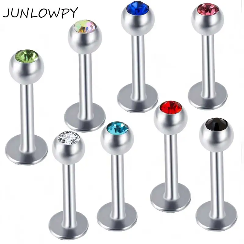 JUNLOWPY Body Jewelry Fancy Steel Cheap Lip Piercings Kits Bar 6-12mm Men Women Labret 16G Piercing Jewelry Labret Stud Earrings