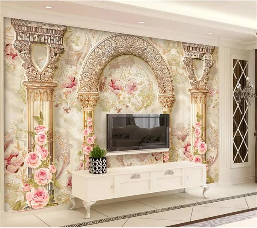 

wellyu Custom wallpaper 3d обои European pattern Roman column living room TV background wall murals papel de parede 3d wallpaper