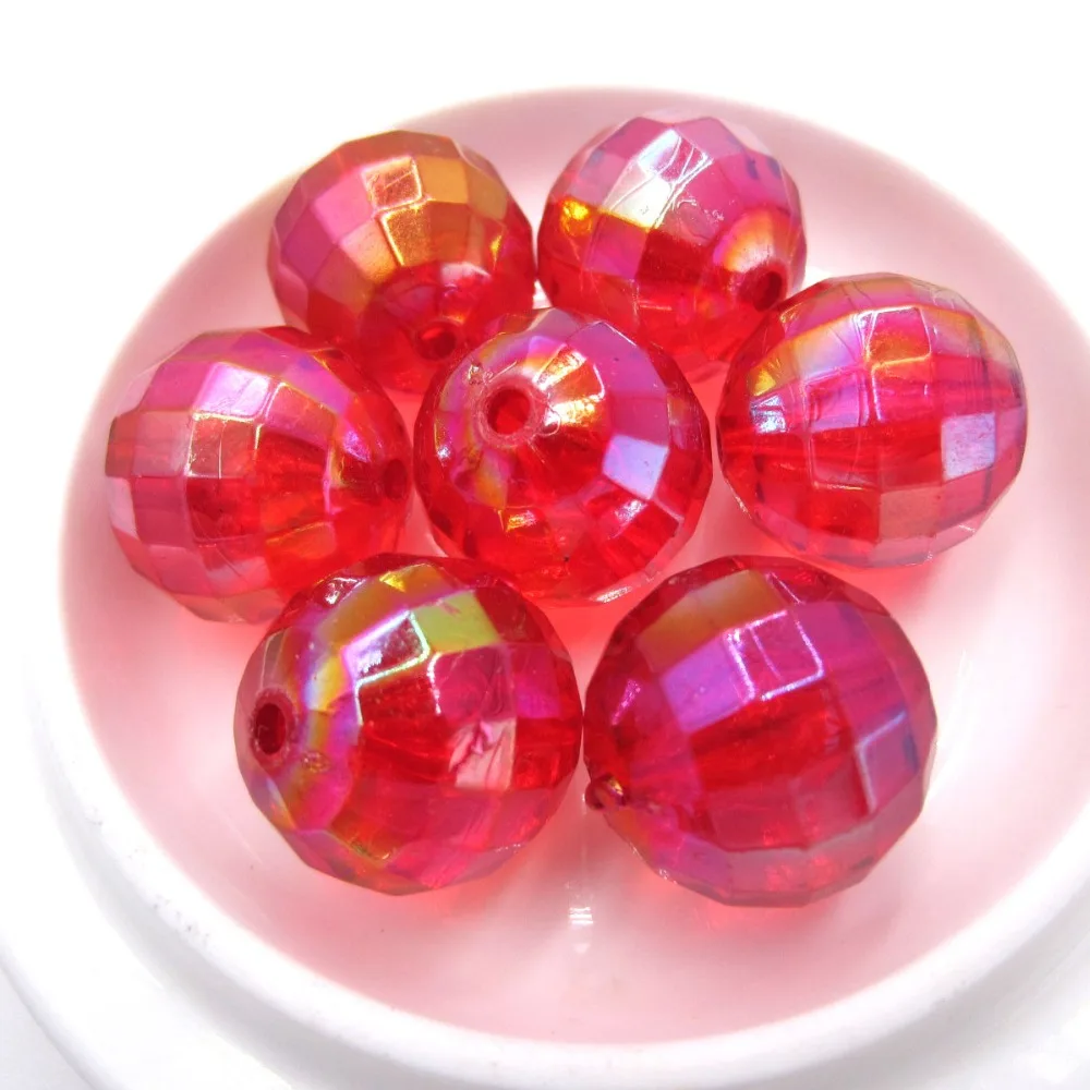 

Newest 20MM Red AB Clear Earth Faceted Beads DIY Accessories Chunky Bead For Women Bubblegum Girl Jewelry Beaded Necklace Making