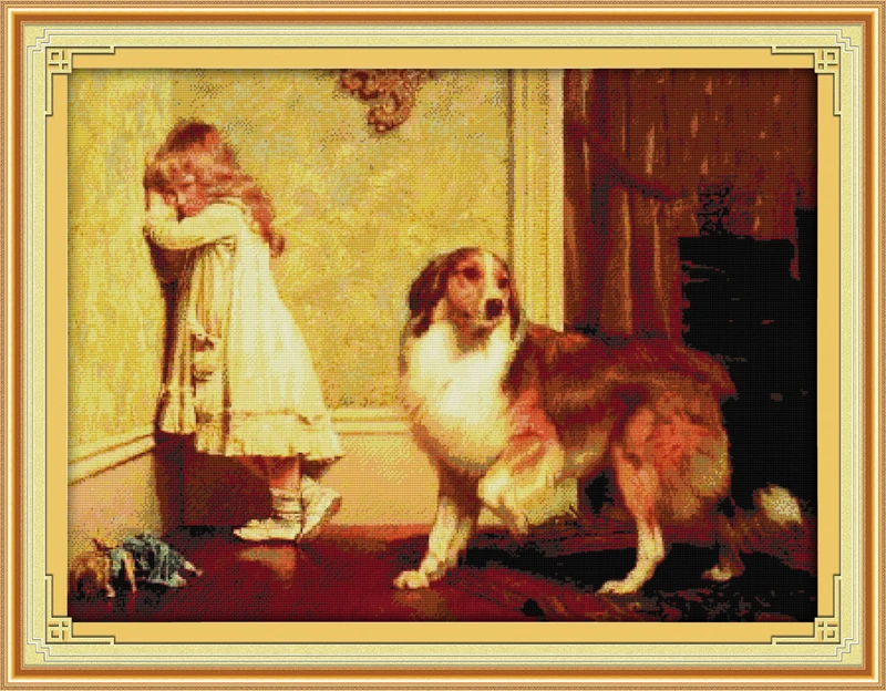 Sheepdog( childhood partners ) cross stitch kit people 14ct 11ct count print canvas stitches embroidery DIY handmade