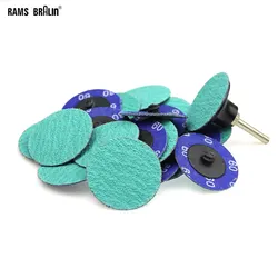 100 pieces 50mm/75mm Zirconia Abrasive Sanding Disc P40-120 Drill Holder for Hard Metal Grinding