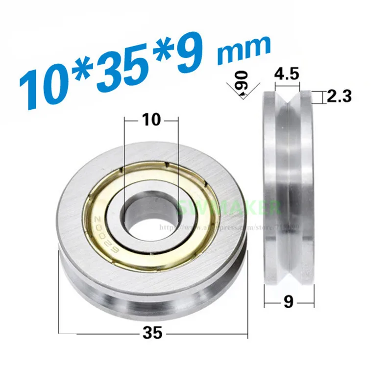 10*35*9mm V groove 6200zz non-standard bearing wheel, angle steel wire rope guide wheel/right angle mechanical rolling pulley