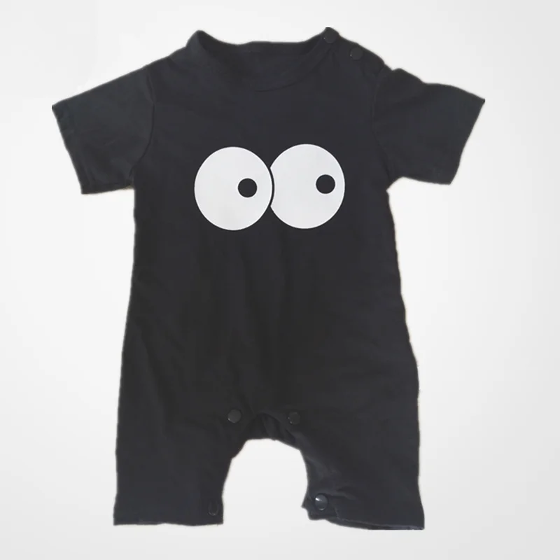 Black Baby Clothes Monster Big Eye Cute Newborn Rompers 100% Cotton Soft Baby Jumpsuits Shortall Infant Overall Bebe Roupas