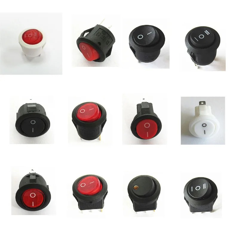 Power Supply Rocker Round Switch Electric Pot 2 3 Pin 2 3 Level 12 250V 6 3A OFF-ON Red White Multifunctional Accessories