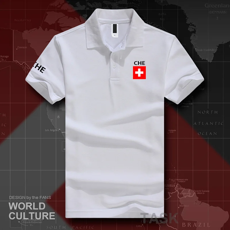 Swiss Confederation Switzerland polo shirts men short sleeve white brands printed for country  CHE CH Confoederatio Helvetica