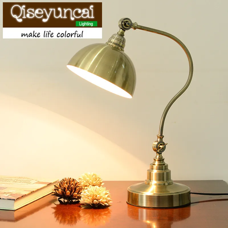 Qiseyuncai European style rural decoration dimming retro eye protection remote control desk lamp bedroom study lighting