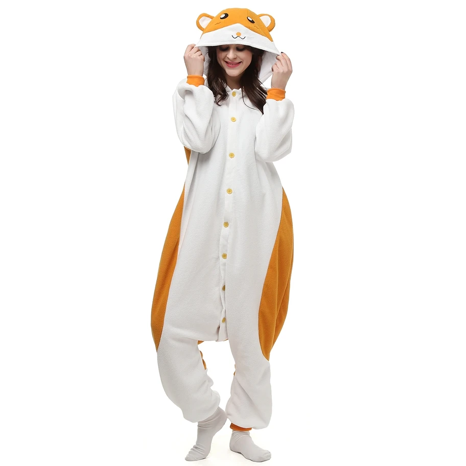 Kigurumi pijama de animales de hámster dorado para adultos, disfraz de Cosplay de dibujos animados para Halloween, fiesta de Carnaval