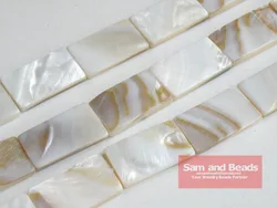 Wholesale!!! (1 Strands) 25x15x3mm White Natural Mother of Pearl Shell Rectangle Beads Approx 39CM Per Strand