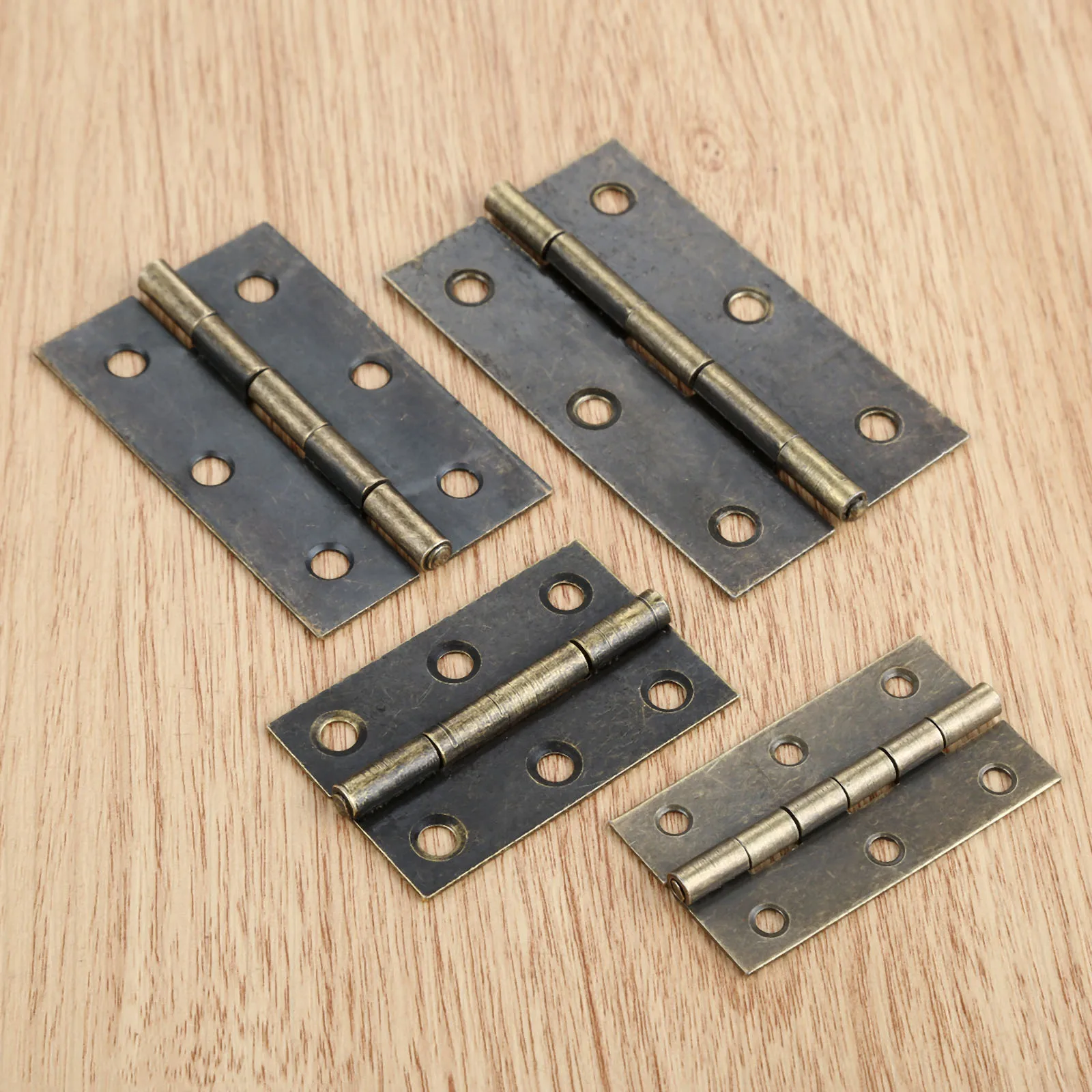 DRELD 2Pcs Cabinet Door Luggage Furniture Hinge Jewelry Wood Boxes Hinge 6 Holes Vintage Furniture Decoration with Screw